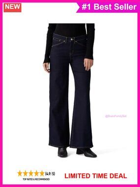 Wide-Leg Jeans: Mid Rise Shaping Stretch Denim, Casual